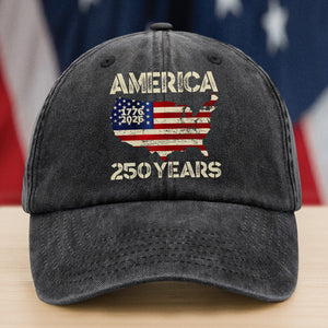 250 Years America Anniversary 250th Independence Day Washed Denim Baseball Cap