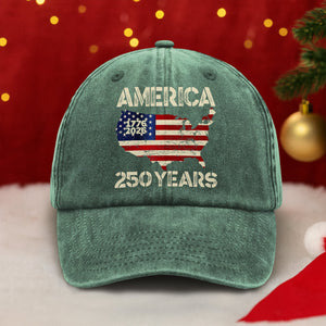 250 Years America Anniversary 250th Independence Day Washed Denim Baseball Cap