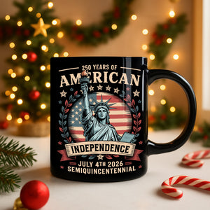 USA 250th Year Of American Independence Black Mug